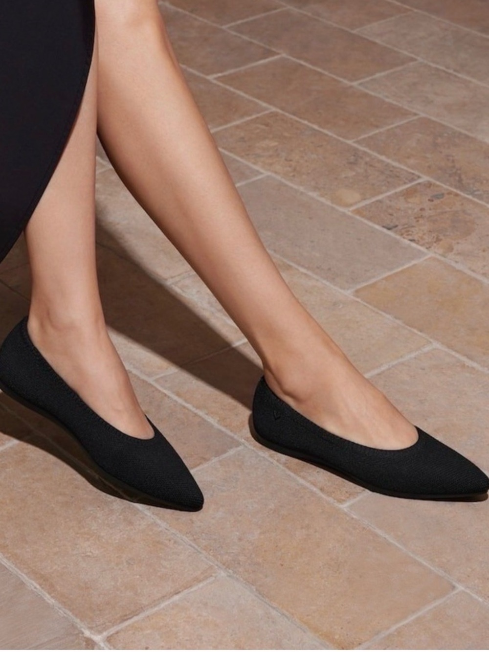 VIVAIA Aria Cloud Walker BlackPointed Toe Knit Flats EU/39.5 US/8.5